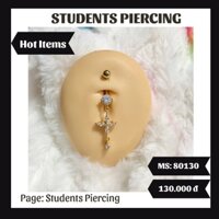 [Rẻ Vô Địch] Khuyên Rốn Hình Chữ Thập Đá Màu Vàng - Khuyên Thép 316L