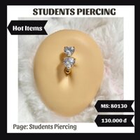 [Rẻ Vô Địch] Khuyên Rốn Trái Tim Đá Vàng - Khuyên Thép 316L