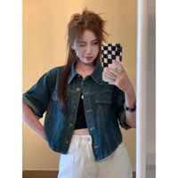[RẺ VÔ ĐỊCH-SẴN SLL ] ÁO KHOÁC JEAN DENIM CROPTOP XANH ĐẬM QUẢNG CHÂU CAO CẤP