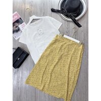 RẺ VÔ ĐỊCH - SET ÁO THUN KIỂU KẾT HƠP CHÂN VÁY MIDI VINTAGE