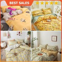 [RẺ VÔ ĐỊCH] Set Chăn Ga Gối Đệm Poly Cotton 100% Vintage Hoa Vàng- BST Chăn Ga Gối Cotton Poly Sakura JP Bedding Decor