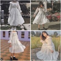 [RẺ VÔ ĐỊCH] Váy Tiểu Thư Trắng Trễ Vai Vintage - Đầm Xoè 2 Lớp Mặc Nhiều Kiểu ( Ảnh Thật ) 💝