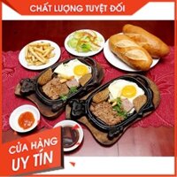 🔥[Rẻ vô địch]🔥Bộ Chảo Gang Làm Bò Bít Tết (Kèm Đế Gỗ)