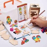 [Rẻ vô địch]Bộ khung tập vẽ nhiều màu cho bé
