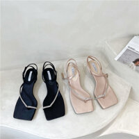 [Rẻ vô địch]Sandal tiểu thư đế thấp quai bling Dép nữ quai mảnh Bling