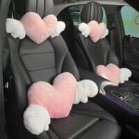 【Ready Stock】 Automotive Headrest Summer Neck Pillow Heart Wings Internet Celebrity Memory Foam Elastic Band Car Four Seasons Universal Lumbar Pillow 1W76