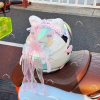 【Ready Stock】 Motorcycle Helmet Bow Decoration Net Red Female Riding Pedal Battery Car Decoration Ribbon Oversized Full Face Helmet Accessories RS5E