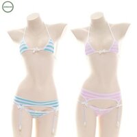 ⭐READY STOCK ⭐Sexy Lingerie Beach Bikini Sexy Slight Strech Striped Beach Underwear Set[Overseas Products]