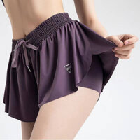 【Ready Stock】 Sports Short Pantskirt Women's Loose False Two Pieces Anti-Exposure Yoga Culottes Breathable Running Workout Shorts Women's Summer dQBd