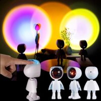 ✨Ready Stock✨Tiktok Robot Design USB Sunset Projection Floor Light Rainbow Modern Led Floor Light Living Room Stand Light Bedroom Projector Floor Lamp Đèn Led Màu Cầu Vồng Trang Trí Phòng Ngủ