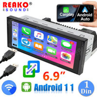 Reakoauto Carplay 1 Din 6.9 '' Inch Đài Phát Thanh Xe Hơi Âm Thanh Nổi Andriod Máy Nghe Nhạc Đa Phương Tiện GPS Bluetooth Wifi USB FM Mirror Link HD Auto