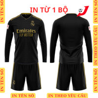 Real Madrid tay dài, áo bóng đá tay dài, nhận in tên số theo yêu cầu, không bong tróc, mực in sắc nét, bền màu JFUTBALL