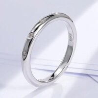 Real Moissanite 18k Vàng Trắng Màu Nhẫn Nữ Cô Dâu 3 Đá S925 Ban Nhạc Nữ Trang Sức