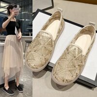 Real Oxford Đế Mới Phong Cách Trung Hoa Lưới Thoáng Khí Rỗng Lưới Giày Nữ Mùa Hè Lười Đậu Hà Lan Giày