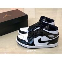 Real Picture Nike Air Jordan 1 MID ASW All Star Black White Panda Patent Leather Black White Basketball Shoes DD1649 001