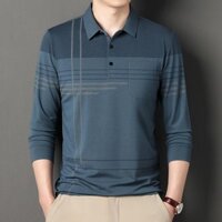 Real Pocket Nam Dài Tay Áo Thun Chì Áo Sơ Mi polo Trung Niên Bố Xuân Thu Áo Thun Cotton Mercerized 25.1.8