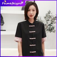 [real Shoot] Áo Khoác cardigan Ngắn Tay Phong Cách Trung Hoa Cổ Điển Có Khóa Cài Mới Cho Nữ