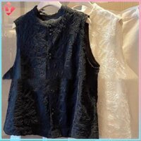 [Real Shot] Áo khoác ngoài hợp thời trang dáng rộng phong cách Trung Quốc mới Áo Vest nữ tinh tế cổ Mandarin