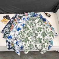 Real shot spot new men's urban fashion summer seaside vacation casual Hawaiian style short-sleeved shirt