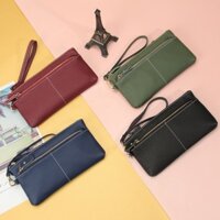 【Real Shot】Genuine Leather New Wallet for Ladies Zipper Long Wallet Large Capacity Multifunctional Coin Purse