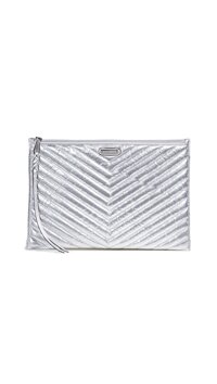 Rebecca Minkoff Women's Chevron Zip Clutch, Silver, One Size