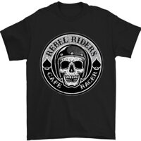 Rebel Cafe Racer Biker Xe Máy Áo Thun Nam 100% Cotton