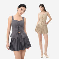 RECHIC Áo kiểu Ciara cổ vuông 2 dây cúc đan dây chéo cá tính trẻ trung