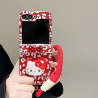 Red Bow Tie Cat Avatar cho Samsung Z Flip6 5 4 3 Xiaomi MIX OPPO Find N3 / N2 Flip All-Inclusive Mặt dây chuyền Vỏ chống va chạm cho Xiaomi Samsung OPPO Vỏ sáng tạo
