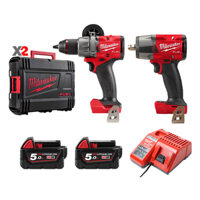 RED Combo 2 | Quý 2 - Máy khoan M18 FPD3-0X +  Máy vặn bu lông M18 FMTIW2F12 + 2 Pin 18V/5.0Ah + Sạc 12V-18V