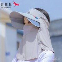 Red Dragonfly（RED DRAGONFLY）Hat Female Summer Big Brim Air Top Sunhat Biking Face-Covering Mask Uv Protection Sun HatuvSun protection hat