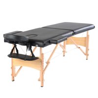 Red Pig Portable Massage Table 84" 2 Sections Folding Spa Bed 60CM Wide Adjustable Height (Black)