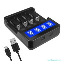Redbaiaa1 USB 4 Khe Cắm Sạc LED Cho 18650 26650 16340 14500 10440 18500 NiMh NiCd AA AAA Pin Sạc