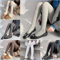 Redd Màu Trơn Gân Dọc Sọc Quần Nữ Mùa Đông Thu Đông Dày Áo Len Cotton Quần Vớ Legging