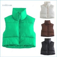 Redd Nữ Mùa Thu Đông Áo Khoác Ngoài Màu Trơn Puffer Xuống Dây Kéo Áo Khoác Không Tay