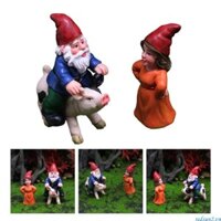 Redsun2 Hộ Gia Đình Cưỡi Lợn Nhựa Gnome Tượng 2 Phòng Ngủ Văn Phòng Để Bàn Trang Trí