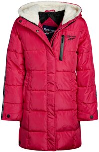 Reebok Girls' Winter Jacket - Stadium Length Quilted Bubble Puffer Coat with Sherpa Hood