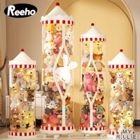 REEHO Nhựa Trong Suốt Hộp Thùng Đựng Đồ Chơi Nhồi Bông Em Bé Chống Bụi Nước Tặng Dải Đèn