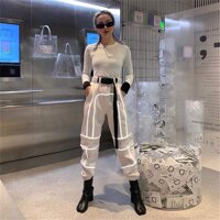 Reflective Joggers Pants for Women High Visibility Jogging Trousers Reflective Tape Safety Work Wear Elasticated Waist Joggers Tracksuit Pants for Hip Hop, Club, ...