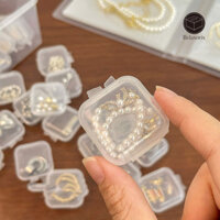 Relaxorox 100 Chiếc Hộp Đựng Trang Sức Bằng Nhựa Trong Suốt Có Nắp Bản Lề Mini Nhỏ Gọn Vuông Hộp Đựng Trang Sức Cho Nhẫn Bông Tai