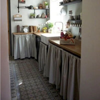 RÈM BẾP DÁN CAO 70CM / MÀN CỬA LUỒN DÂY vải thô canvas phong cách vintage, rèm che cửa sổ