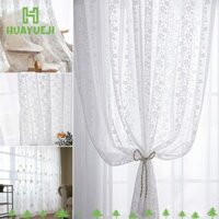 Rèm che nắng HUAYUEJI Voile, Rèm cửa sổ thêu hoa 100x200cm, Túi thanh mỏng lãng mạn Rèm vải tuyn trắng bán bóng Trang trí phòng khách