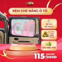Rèm che nắng ô tô phối hình hoạt hình cho bé, tấm che nắng ô tô có giác hút vào kính