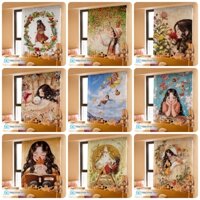Rèm cửa dán tường chống nắng Tín Phát Decor, màn dán tường cô gái mông mơ tiện lợi