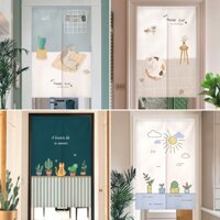 Rèm Cửa Nhà Bếp Tùy Chỉnh Tự Dính Không Khoan Hoạt Hình Mèo Cửa Rèm Cho Phân Vùng Rèm Vệ Sinh Nửa Chiều Cao Phong Thủy Rèm
