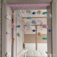 Rèm cửa nhà hình đám mây Hatsune Miku, trang trí treo phòng, rèm treo phòng ngủ, trang trí vách ngăn cho trẻ em gái