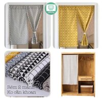 Rèm cửa, rèm kiểu Nhật Noren đa năng loại 2 MẢNH (Đã bao gồm thanh treo rèm không cần khoan)