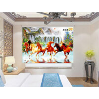 Rèm Cửa Sổ In Tranh 3D Bát Mã Quần Thủy Rèm Che Che Nắng Cản Sáng Có Sẵn Dụng Cụ Treo