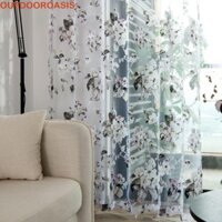 Rèm cửa sổ OUTDOOORASIS, Rèm che nắng họa tiết hoa trong suốt gạc, Điều trị cửa sổ Phong cách mục vụ lãng mạn Rèm vải tuyn thanh lịch Phòng ngủ