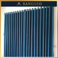 Rèm Cửa Sổ, Rèm Cửa Chính Màu Xanh Dương May Dập Khoen Ore Hoa Tuylip Ép Chìm Cản Sáng 99%