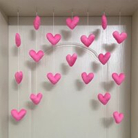 Rèm Cửa Treo Hình Trái Tim Trang Trí Màu Trơn Tự Dính DIY Trang Trí Nhà